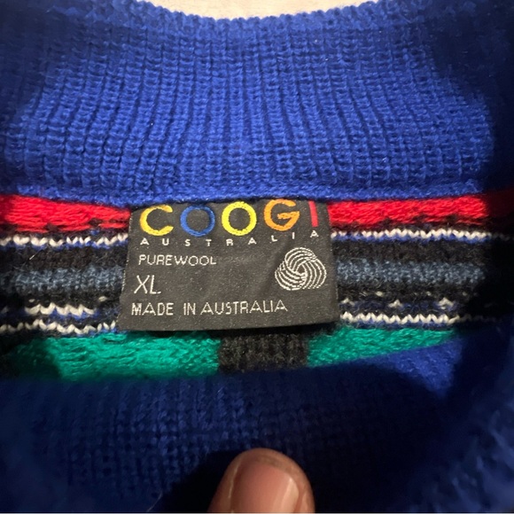 VINTAGE Coogi Sweater Men XL Black Red Wool Pullover Hip Hop Biggie 90s Textured - Picture 5 of 14